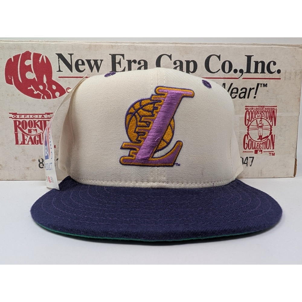 VINTAGE Los Angeles Lakers Hat Cap Fitted 7 3/8" NBA Basketball 5950 New Era 90s
